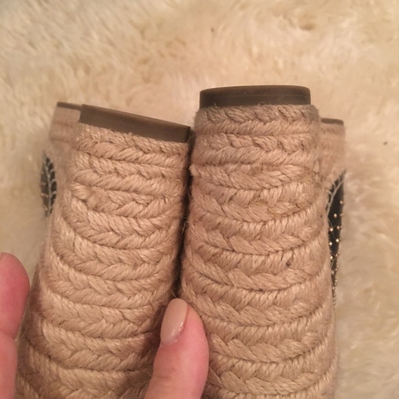 Kenneth Cole Gold Studded black leather espadrille - Picture 6 of 11